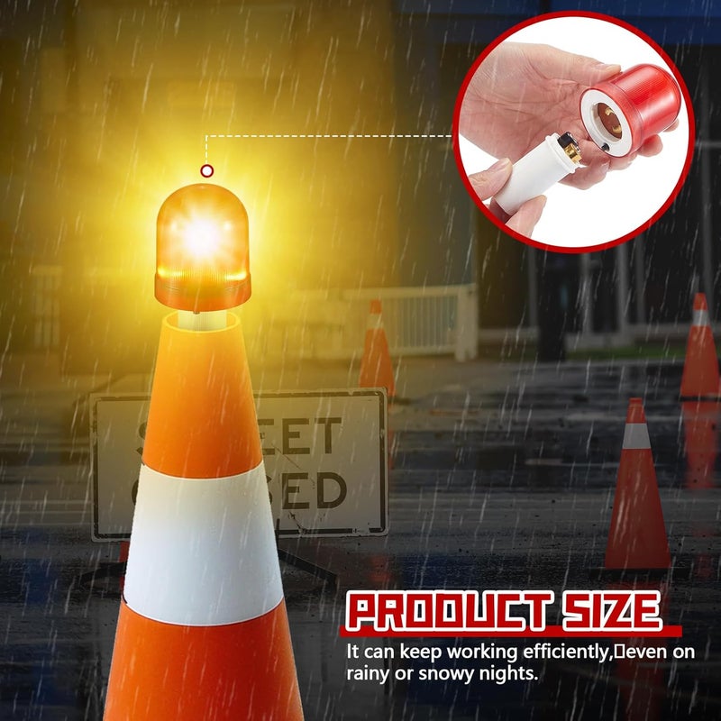VIHOSE 4 Pcs LED Traffic Cone Lights Traffic Cone Flasher with 3 Flashing Modes Light Warning LED Light for Collapsible Cones Safety and Emergencies - Image 5